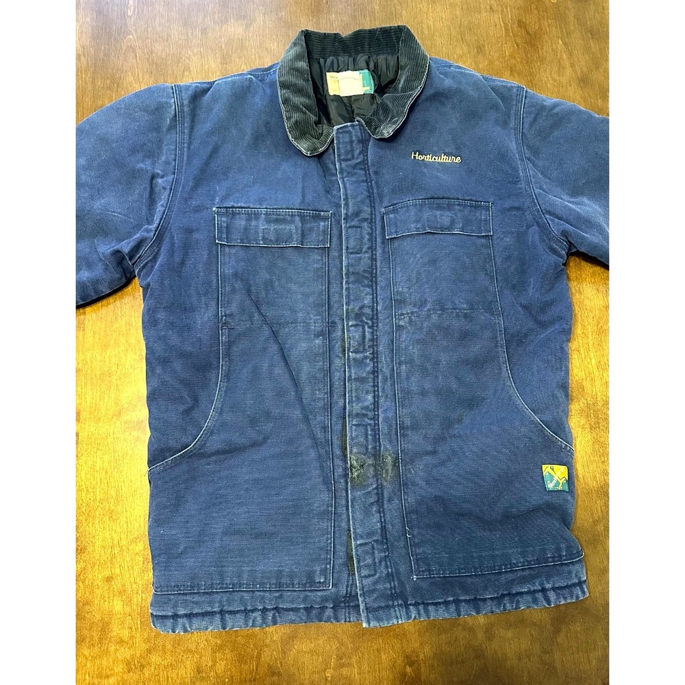 WearGuard Jacket Men Large Blue Horticulture Logo Corduroy Collar Full Zip